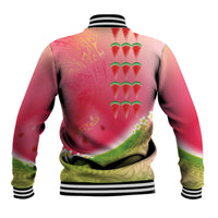 Hawaiian Watermelon Baseball Jacket with Kakau Art Tattoo