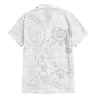 Tonga Faka Sepitema Family Matching Tank Maxi Dress and Hawaiian Shirt Ngatu Pattern with Plumeria and Hibiscus