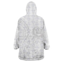 Tonga Faka Sepitema Wearable Blanket Hoodie Ngatu Pattern with Plumeria and Hibiscus