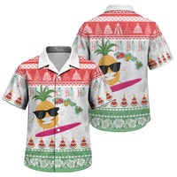 Hawaiian Mele Kalikimaka Family Matching Mermaid Dress and Hawaiian Shirt Funny Pineapple Surfing with Map Christmas Stripe Elements