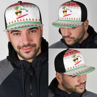 Hawaiian Mele Kalikimaka Mesh Trucker Cap Funny Pineapple Surfing with Map Christmas Stripe Elements