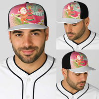 Hawaiian Watermelon Mele Kalikimaka Baseball Net Cap Tropical Tribal Pattern with Funny Santa Claus