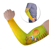 Hawaiian Mango Mele Kalikimaka Arm Sleeves Santa Claus Surfing with Turtle Mango Christmas