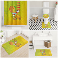 Hawaiian Mango Mele Kalikimaka Bathroom Set Santa Claus Surfing with Turtle Mango Christmas