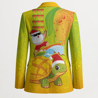 Hawaiian Mango Mele Kalikimaka Blazer Santa Claus Surfing with Turtle Mango Christmas
