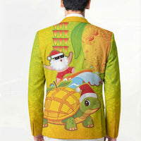 Hawaiian Mango Mele Kalikimaka Blazer Santa Claus Surfing with Turtle Mango Christmas