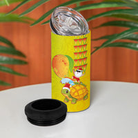 Hawaiian Mango Mele Kalikimaka 4 in 1 Can Cooler Tumbler Santa Claus Surfing with Turtle Mango Christmas