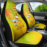 Hawaiian Mango Mele Kalikimaka Car Seat Cover Santa Claus Surfing with Turtle Mango Christmas
