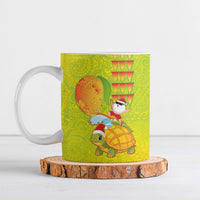 Hawaiian Mango Mele Kalikimaka Ceramic Mug Santa Claus Surfing with Turtle Mango Christmas
