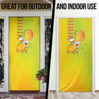 Hawaiian Mango Mele Kalikimaka Door Cover Santa Claus Surfing with Turtle Mango Christmas