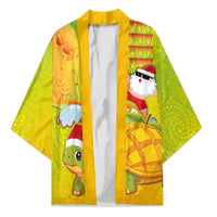 Hawaiian Mango Mele Kalikimaka Kimono Santa Claus Surfing with Turtle Mango Christmas