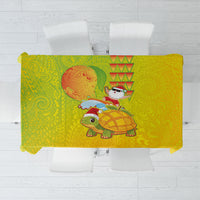 Hawaiian Mango Mele Kalikimaka Tablecloth Santa Claus Surfing with Turtle Mango Christmas