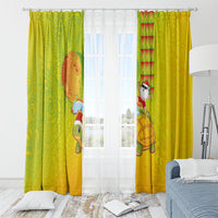 Hawaiian Mango Mele Kalikimaka Window Curtain Santa Claus Surfing with Turtle Mango Christmas