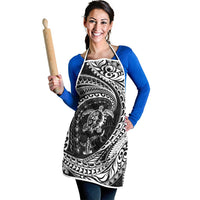 Hawaiian Turtle and Shark Apron Kakau Tribal with Polynesian Pattern Black Color
