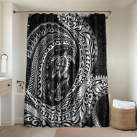 Hawaiian Turtle and Shark Bathroom Set Kakau Tribal with Polynesian Pattern Black Color