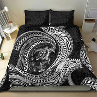 Hawaiian Turtle and Shark Bedding Set Kakau Tribal with Polynesian Pattern Black Color
