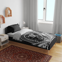 Hawaiian Turtle and Shark Bedding Set Kakau Tribal with Polynesian Pattern Black Color