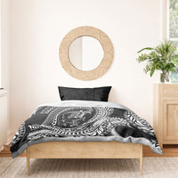 Hawaiian Turtle and Shark Bedding Set Kakau Tribal with Polynesian Pattern Black Color