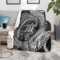 Hawaiian Turtle and Shark Blanket Kakau Tribal with Polynesian Pattern Black Color