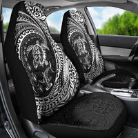 Hawaiian Turtle and Shark Car Seat Cover Kakau Tribal with Polynesian Pattern Black Color