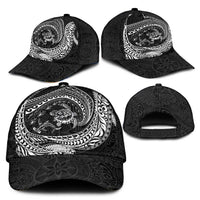 Hawaiian Turtle and Shark Classic Cap Kakau Tribal with Polynesian Pattern Black Color