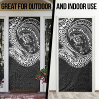 Hawaiian Turtle and Shark Door Cover Kakau Tribal with Polynesian Pattern Black Color