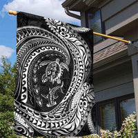 Hawaiian Turtle and Shark Garden Flag Kakau Tribal with Polynesian Pattern Black Color