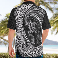 Hawaiian Turtle and Shark Hawaiian Shirt Kakau Tribal with Polynesian Pattern Black Color