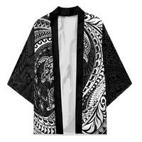 Hawaiian Turtle and Shark Kimono Kakau Tribal with Polynesian Pattern Black Color