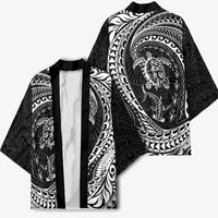 Hawaiian Turtle and Shark Kimono Kakau Tribal with Polynesian Pattern Black Color