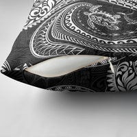 Hawaiian Turtle and Shark Pillow Cover Kakau Tribal with Polynesian Pattern Black Color