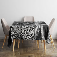 Hawaiian Turtle and Shark Tablecloth Kakau Tribal with Polynesian Pattern Black Color