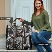 Hawaiian Turtle and Shark Travel Bag Kakau Tribal with Polynesian Pattern Black Color