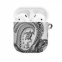 Hawaiian Turtle and Shark AirPods Case Kakau Tribal with Polynesian Pattern White Color