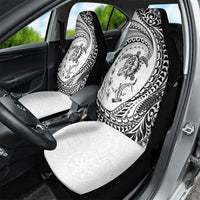 Hawaiian Turtle and Shark Car Seat Cover Kakau Tribal with Polynesian Pattern White Color