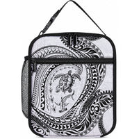 Hawaiian Turtle and Shark Lunch Bag Kakau Tribal with Polynesian Pattern White Color
