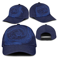 Hawaiian Turtle and Shark Classic Cap Kakau Tribal with Polynesian Pattern Blue Color