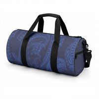 Hawaiian Turtle and Shark Duffle Bag Kakau Tribal with Polynesian Pattern Blue Color