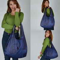 Hawaiian Turtle and Shark Grocery Bag Kakau Tribal with Polynesian Pattern Blue Color