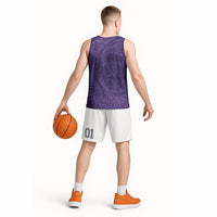 Hawaiian Turtle and Shark Basketball Jersey Kakau Tribal with Polynesian Pattern Purple Color LT03 - Polynesian Pride