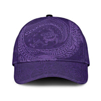 Hawaiian Turtle and Shark Classic Cap Kakau Tribal with Polynesian Pattern Purple Color