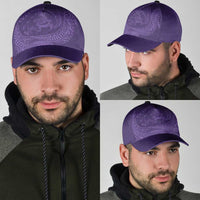 Hawaiian Turtle and Shark Classic Cap Kakau Tribal with Polynesian Pattern Purple Color