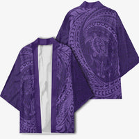 Hawaiian Turtle and Shark Kimono Kakau Tribal with Polynesian Pattern Purple Color