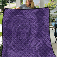 Hawaiian Turtle and Shark Quilt Kakau Tribal with Polynesian Pattern Purple Color