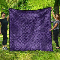 Hawaiian Turtle and Shark Quilt Kakau Tribal with Polynesian Pattern Purple Color