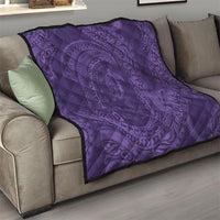 Hawaiian Turtle and Shark Quilt Kakau Tribal with Polynesian Pattern Purple Color