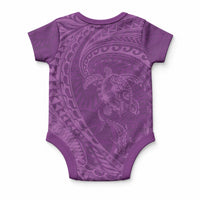 Hawaiian Turtle and Shark Baby Onesie Kakau Tribal with Polynesian Pattern Pink Color