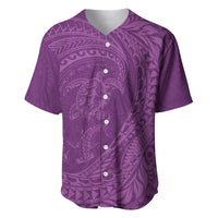 Hawaiian Turtle and Shark Baseball Jersey Kakau Tribal with Polynesian Pattern Pink Color