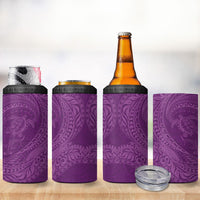 Hawaiian Turtle and Shark 4 in 1 Can Cooler Tumbler Kakau Tribal with Polynesian Pattern Pink Color