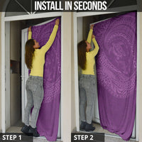 Hawaiian Turtle and Shark Door Cover Kakau Tribal with Polynesian Pattern Pink Color